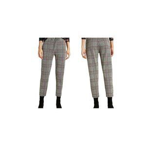 Anthropologie Womens Plaid Dickens Trouser Pants XL Black & Red Comfortable Fit